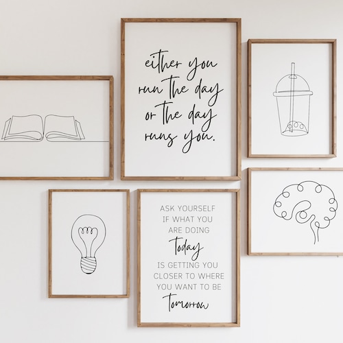 Home Office Set Set of 6 Prints Office Wall Decor Home Etsy