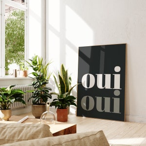 Oui Oui Print, French Wall Art, Yes in French, Typography Prints, Digital Download, Set of 2