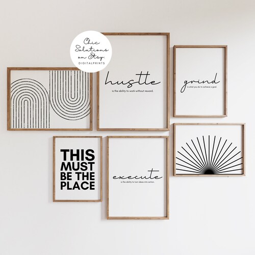 Colorful Home Office Set Set of 6 Prints Office Wall Decor Etsy