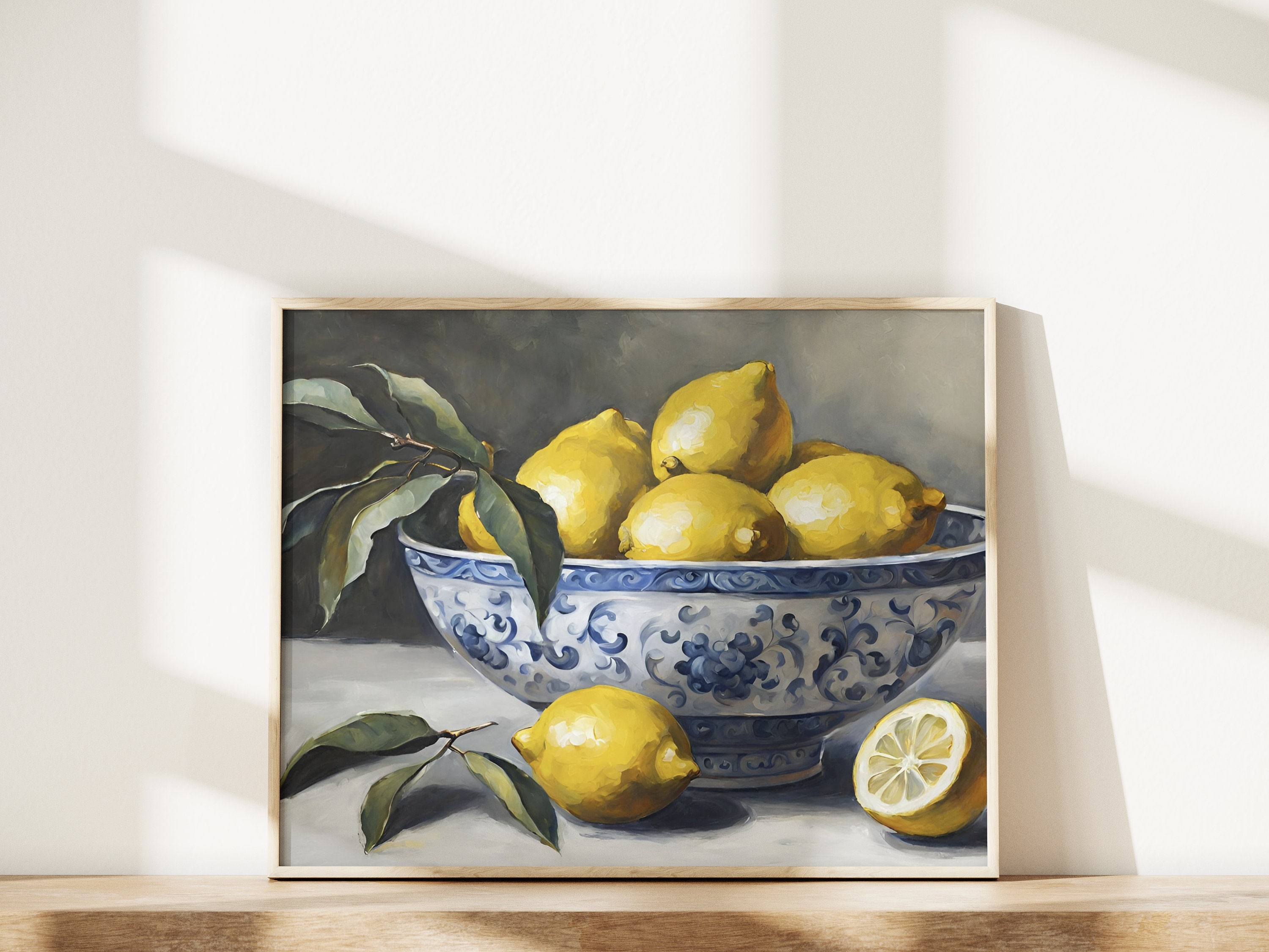 Lemons Print | Chinoiserie Bowl Art | Classic Oil Painting - Etsy