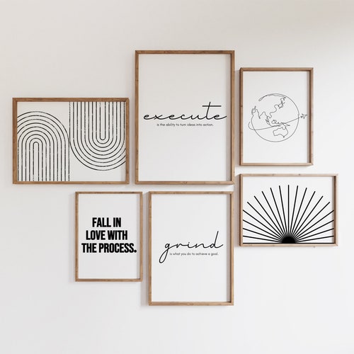 Home Office Set Set of 6 Prints Office Wall Decor Home Etsy