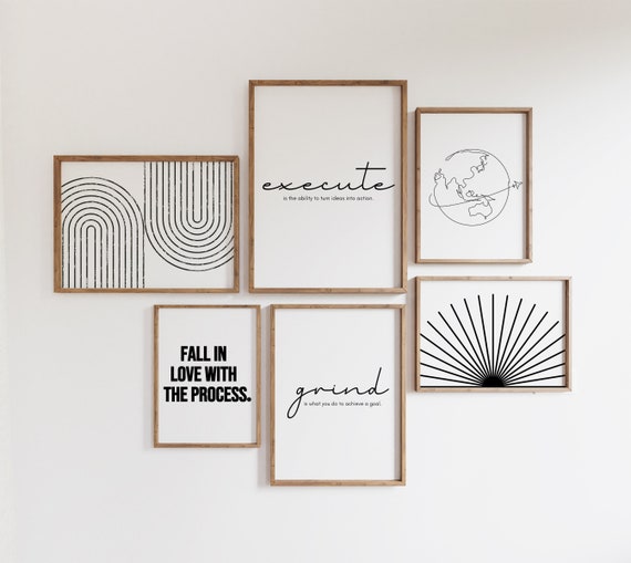 Home Office Set Set of 6 Prints Office Wall Decor Home Etsy