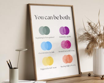 You Can Be Both Therapy Poster | Mental Health Decor (UNFRAMED POSTER)
