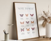 Butterfly Affirmations Print, Mental Health Art (Digital Download)