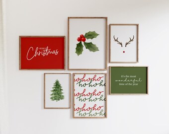 Minimalist Christmas Wall Art Prints, Holiday Decor (Digital Download)