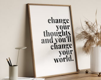 Inspirational Quote Print, Black and White Typography (Digital Download)