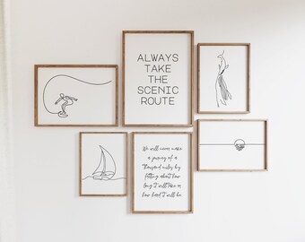 Minimalist Line Art Print Set, Home Office Decor (Digital Download)