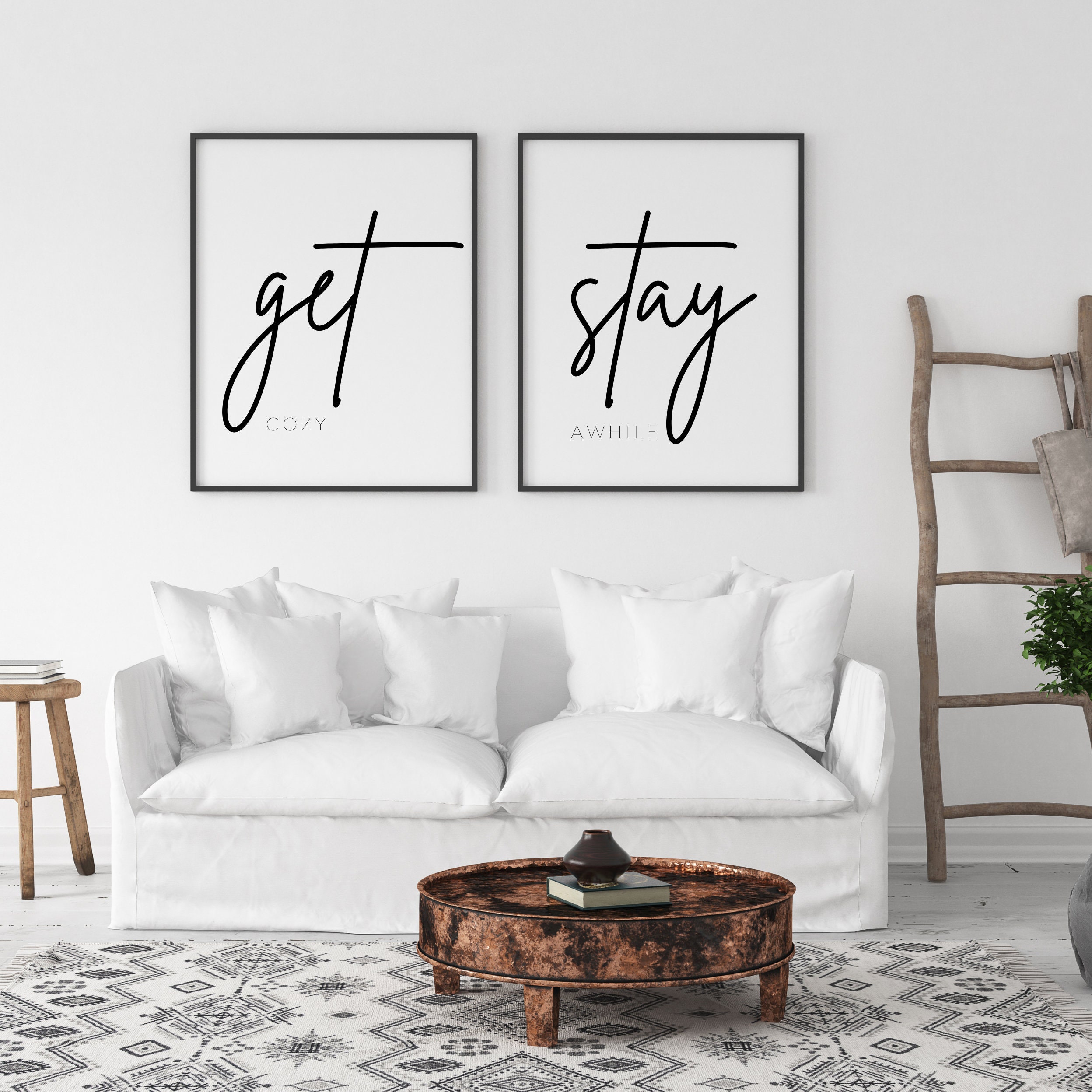 Gästezimmer Druck Set Get Cozy Stay Awhile Wandkunst 2er Set | Etsy