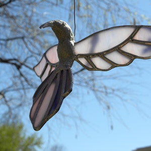 Lavender Stained Glass Hummingbird