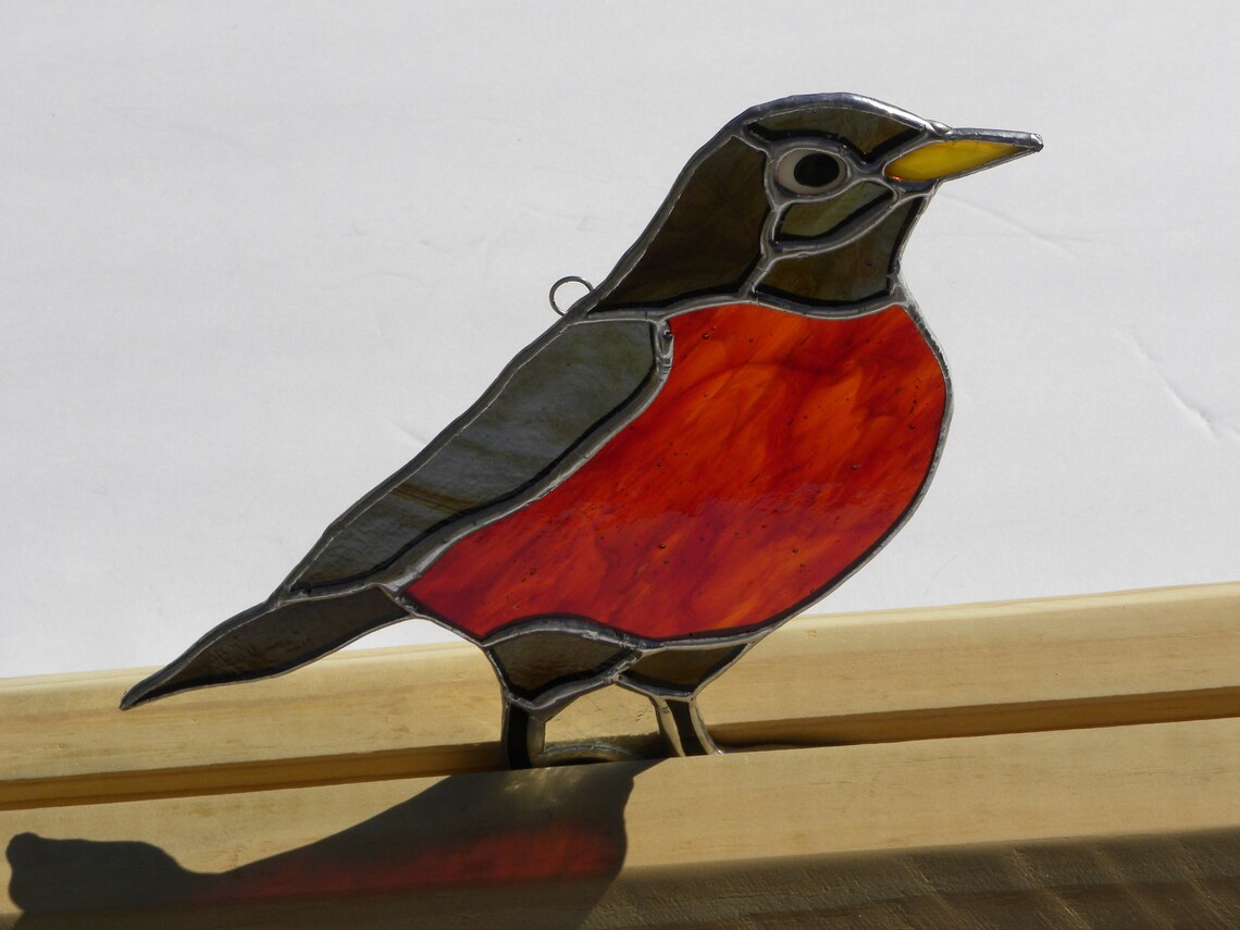 Stained Glass Robin Suncatcher Etsy