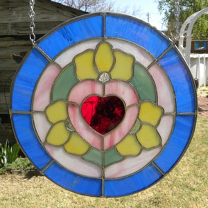 Stained Glass Art Deco Heart Panel