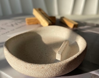 Räucherschale aus Jesmonite in Natursteinoptik | Palo Santo Schale | Schale zum Räuchern | Räucherkegelhalter | Schmuckschale | Geschenkset