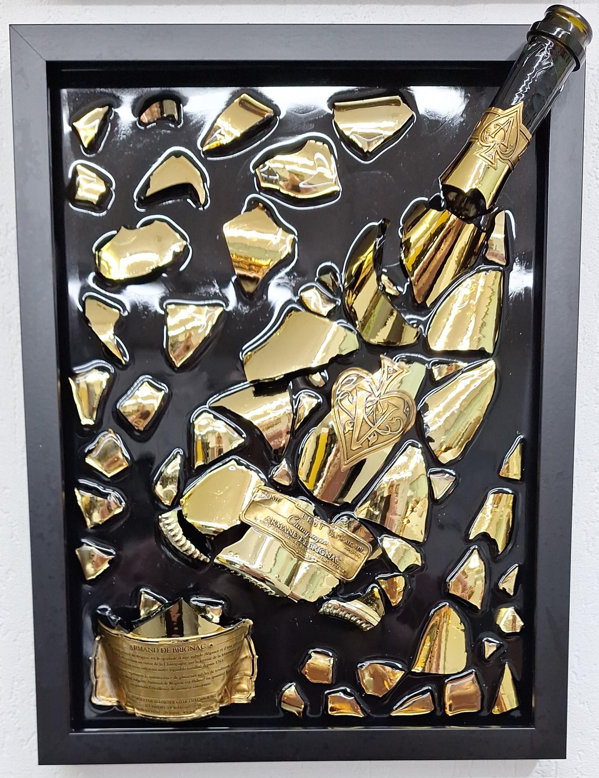 Epoxy Artwork Broken Bottle Armand De Brignac Brut Gold Champagne