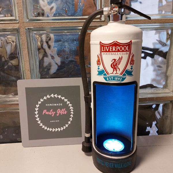 Feuerlöscherlampe Fußballverein Liverpool, FC Bayern München, Real Madrid, Feyenoord, Ajax, Barcelona, Minibar Geschenkbar Feuerlöscher Geburtstag