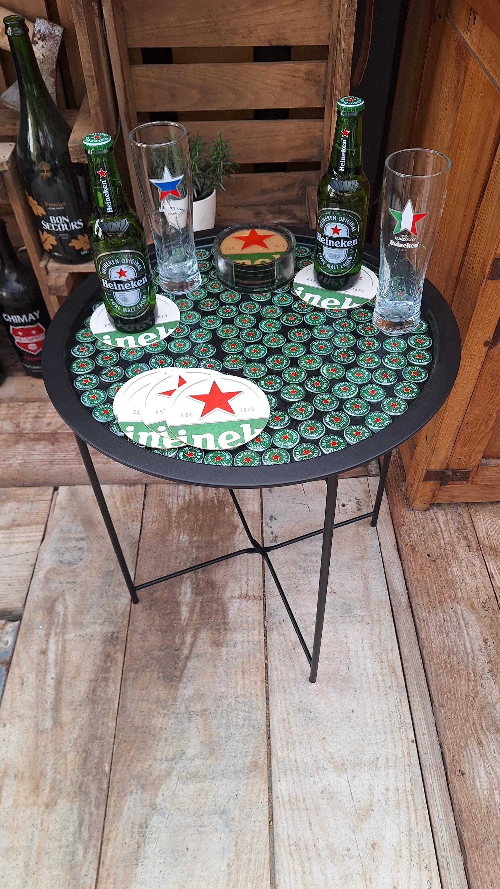 Beer Caps Side Table Epoxy Artwork Heineken - Etsy