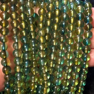 6mm Green/Yellow AB glass Druk beads(75)