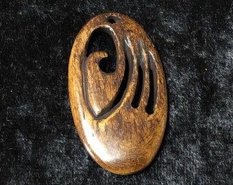 Dark Brown Hand Carved Bone Pendant