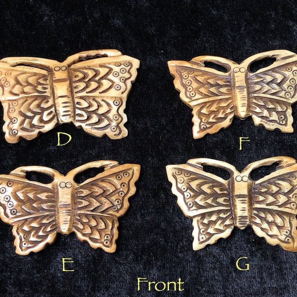 Hand Carved Ox Bone Butterfly - Focal Pendant - Jewelry Making Supplies - Lot 2