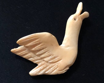 Hand Carved Antiqued Cattle Bone Duck Totem/Fetish Pendant - 1 pc