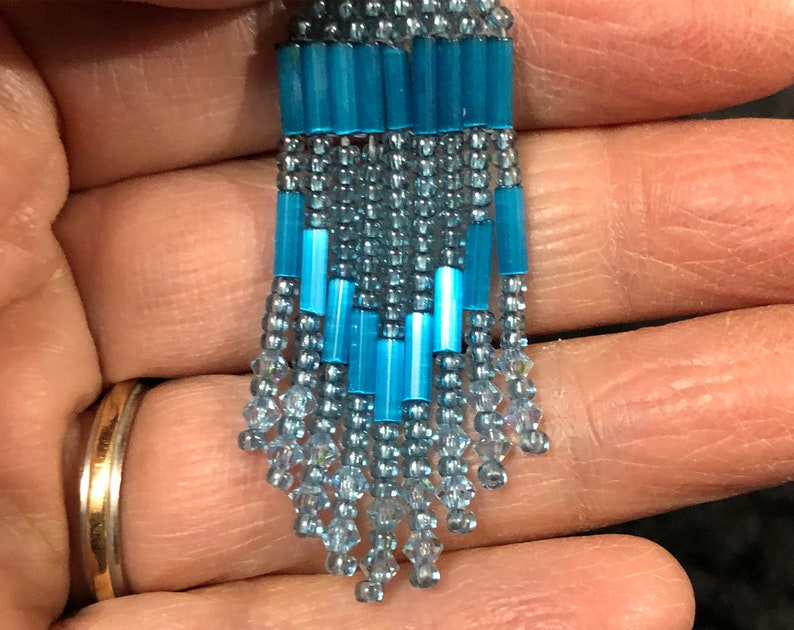 Sparkling Modern Native American Style Earrings with Preciosa Crystals Handmade in Soft Blues