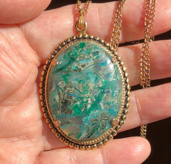 Chrysocolla Cabochon Necklace with chain - image 5