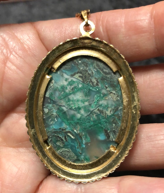 Chrysocolla Cabochon Necklace with chain - image 3