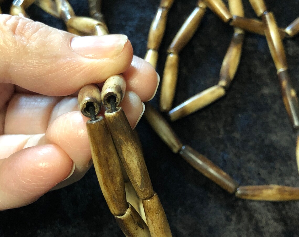 1 Shaded Hand Carved Bone Beads Native American | Etsy