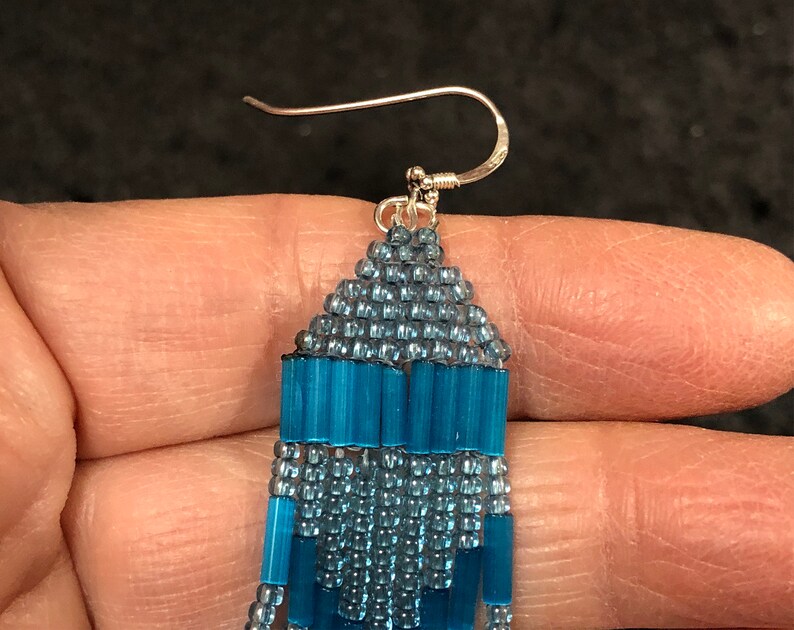Sparkling Modern Native American Style Earrings with Preciosa Crystals Handmade in Soft Blues
