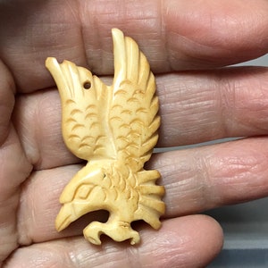 Native American Totem. Hand Carved Ox Bone Flying Hunting Eagle Totem 1 pc focal pendant Jewelry making supplies image 3