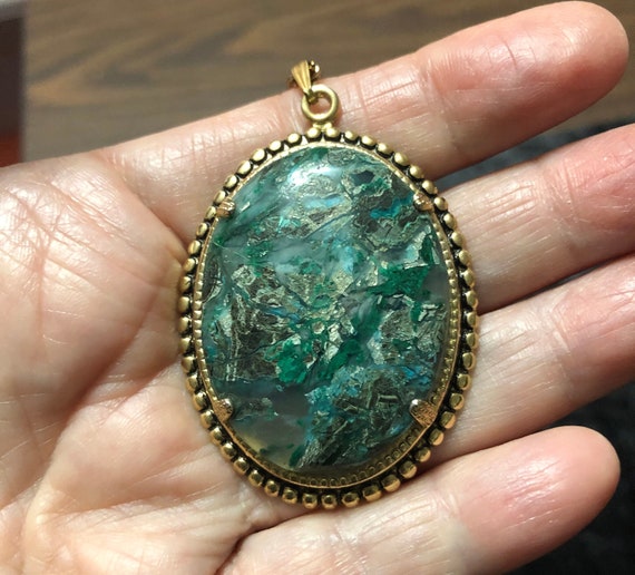 Chrysocolla Cabochon Necklace with chain - image 2