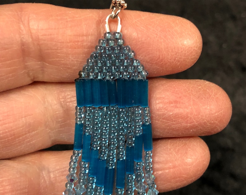 Sparkling  Modern Native American Style Earrings with Preciosa  Crystals Handmade in Soft Blues