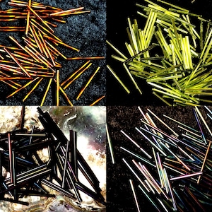 Miyuki 30mm Bugle Beads: Rootbeer Twist, Chartreuse, Purple Iris - 60pcs Set#6