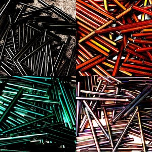 Miyuki 30mm Bugle Beads – Black, Rootbeer, Peacock Green, Purple (60pcs)