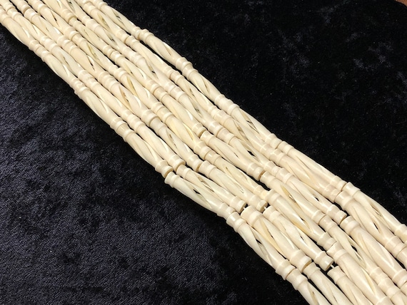 25pc White Horn Bone Hair Pipe Tube Bead Strand Hairpin Jewelry Making Accessory 25pc White Horn Bone Hair Pipe Tube Bead Strand Hairpin Jewelry Making Accessory
