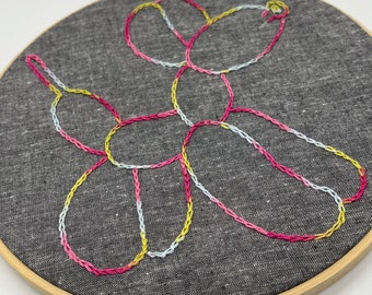 Balloon dog hand embroidery rainbow cute bright colorful pink blue green decor nursery child’s room