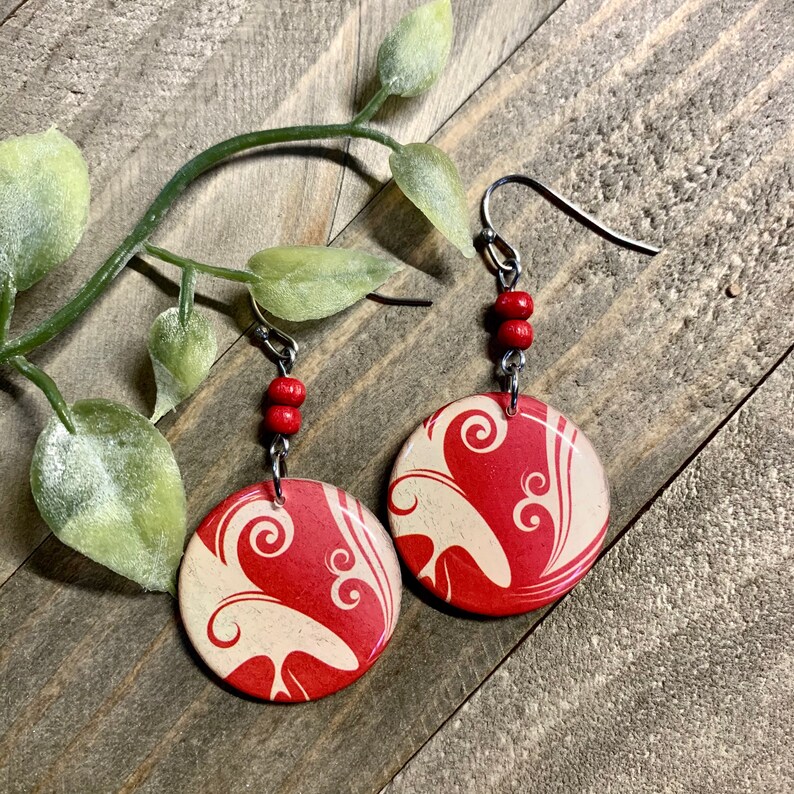 red dangle earrings