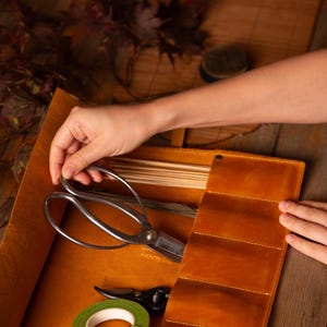 Bonsai Leather Tool Roll, Camel Keeper, Personalized Gift image 9