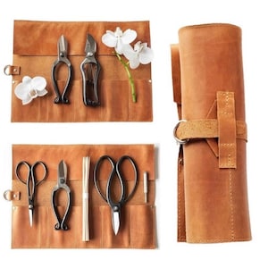 Rouleau à outils en cuir de bonsaï, pochette à outils, cadeau de fête des pères, art du bonsaï, gardien pour outils de bonsaï, cadeau pour lui