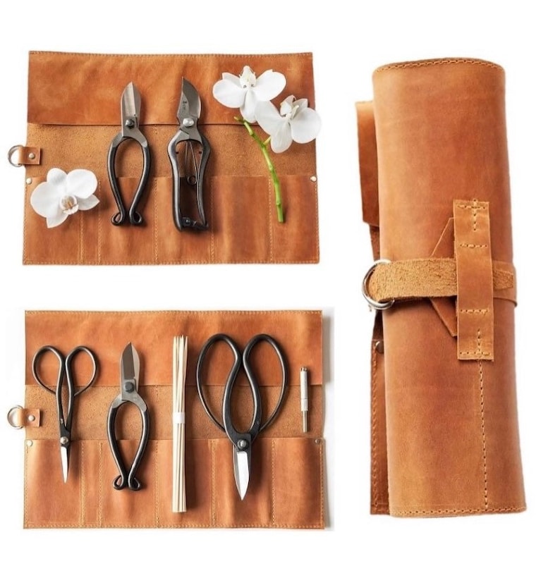 Bonsai Leather Tool Roll, Tool pouch, Father’s Day Gift, Bonsai Art, Keeper for bonsai tools, Gift for Him