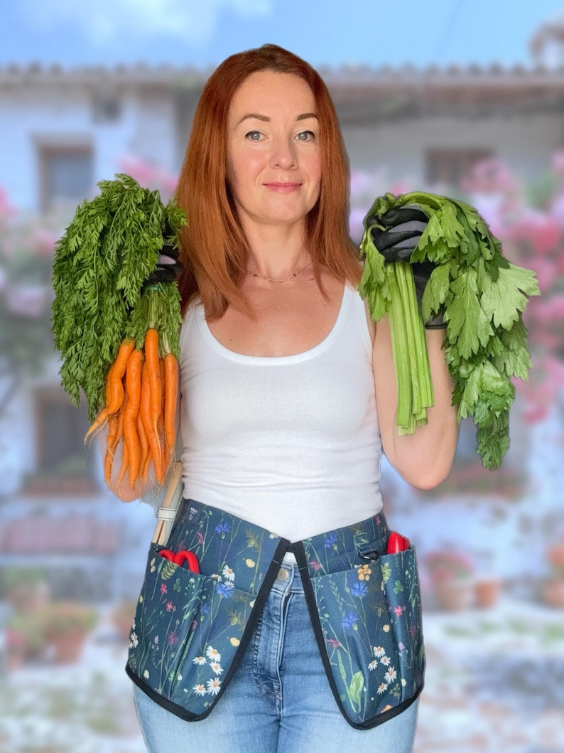 Floral Garden Tool Belt: 6-Pocket Waterproof Gardening Apron image 7