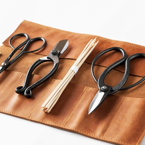 Camel Color Leather Tool Roll Bonsai Tool Pouch Etsy