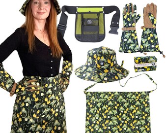 Gardener Gift Set, Gardener clothing, Mother’s Day Gift, Gift for Gardener, Garden Gloves, Half Apron, Hip tool belt,