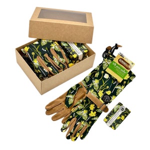 Floral Garden Glove Gift Set: Arm Saver Gloves + Gardener&#39;s Soap
