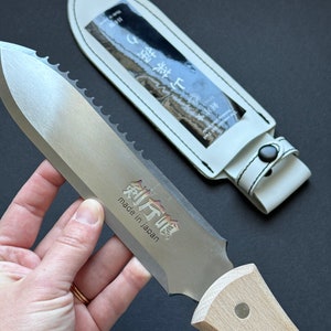 HORI HORI Japanese Stainless Steel + Leather Case, Japanese knife 12.5”/31 cm, Ken Katabami Japanese Hori Hori, Garden Tool from Japan