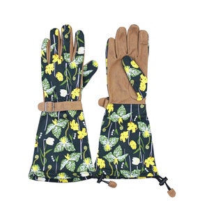 Gants de protection pour le jardin floral : paume en similicuir, taille M/L