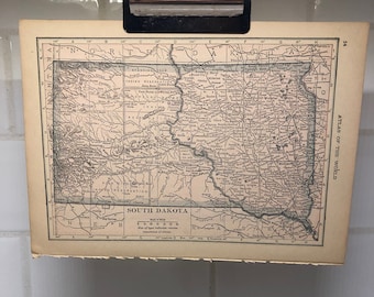 1914 Vintage Mapa Północnej Dakoty i Południowej Dakoty