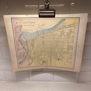 1896 Vintage Map of Kansas City, Missouri + St. Louis, Missouri