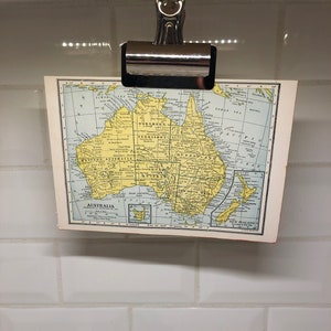 1936 Vintage Map of Australia + South Pole