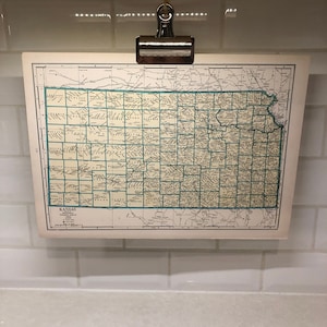 1942 Vintage Map of Kansas + Iowa