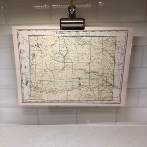 1942 vintage Carte du Wyoming et de la Colombie-Britannique